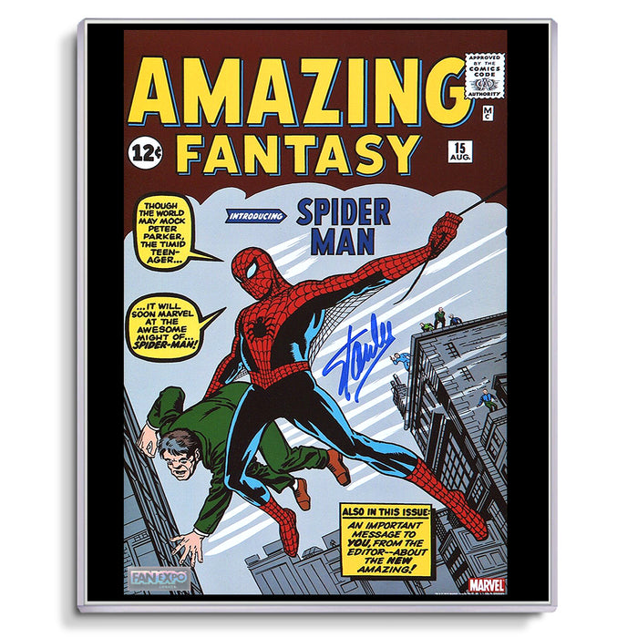 Stan Lee Signed Autographed Amazing Fantasy #15 Spider-Man Comic Cover 8x10 Photo - Fan Expo COA