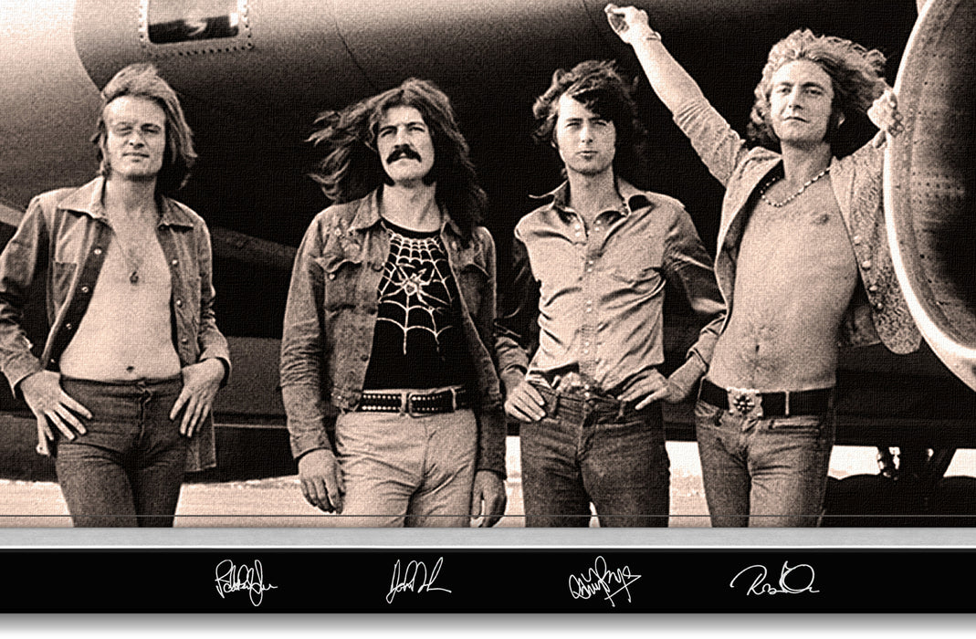 Led Zeppelin Robert Plant Jimmy Page Facsimile Signed Autographed - Framed Museum Canvas ™ Special Edition