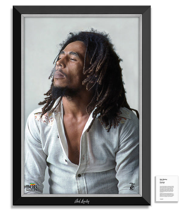 Bob Marley Portrait Facsimile Signature - Framed Museum Canvas ™ Special Edition